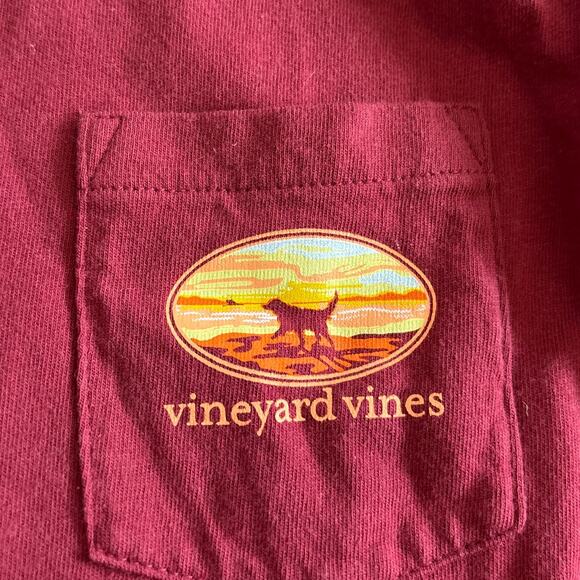 Vineyard Vines Boys Medium 12 / 14 Pullover Long Sleeve Shirt Red Dogs Sunset - Picture 2 of 6